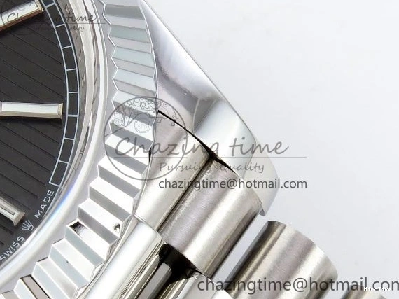 MiroTime 0418 SportInspired DayDate 40 SS JDF 904L Steel Gray Textured Stick Dial on President Bracelet VR3255 V3 (Gain Weight) 1437